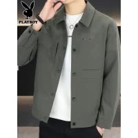花花公子翻领夹克男士上衣服2025年秋季新款宽松商务休闲外套男装