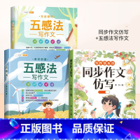[仿写+五感法技巧]同步作文仿写+五感法写作文 五年级下 [正版]新版同步作文仿写句子专项训练小学语文三年级四年级五六年