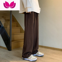七斓夏季华夫格裤子男款春季垂感阔腿卫裤宽松运动直筒休闲长裤潮