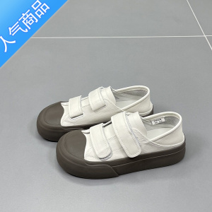SUNTEK两穿小白鞋女2023春夏新款圆头厚底魔术贴百搭休闲板鞋潮