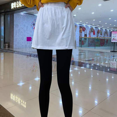 YIBUSHENG春夏遮屁股器假下摆配卫衣内搭叠穿黑色半身裙开叉打底裙小屁帘