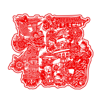 福人福地春节福字窗花静电贴原创新年喜庆春节装饰布置玻璃贴橱窗剪纸贴画新款传统全家福20张装