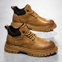 马丁靴男款秋冬机车低帮皮面短靴英伦风男士中帮运动休闲工装男鞋