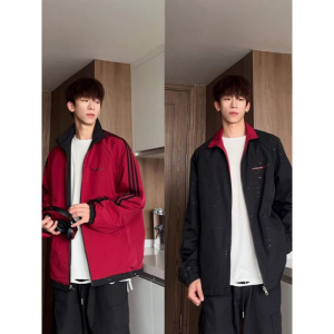 年春秋季两面穿满天星外套男立领宽松情侣款夹克运动休闲上衣