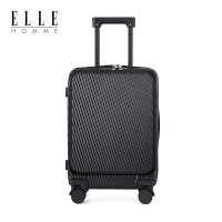 ELLE HOMME前开盖行李箱20吋商务电脑登机箱旅行箱 百搭黑 20英寸 EH8888