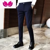 七斓春季潮流小脚西装裤子男坠垂感九分休闲长裤英伦商务韩版修身西裤