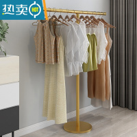 敬平简约晾衣架落地卧室内单杆挂衣服房间现代简易折叠凉晒衣帽架家用 T型长80高150纳米金色