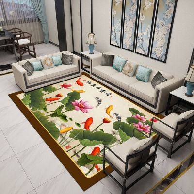 SleepyBear新中式地毯客厅茶几毯现代简约花鸟古典茶室满铺床边毯家用定制毯