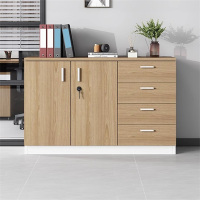 易企采 120*40*80CM两门四抽文件柜 木质带锁小柜子移动收纳柜抽屉柜档案资料储物柜矮柜