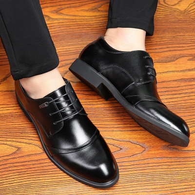 新款男士正装皮鞋男韩版真皮办公鞋子黑色商务牛皮男鞋