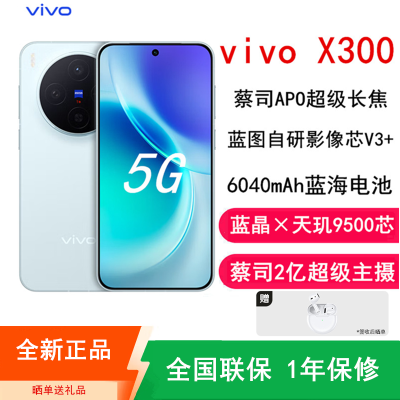 [全新]vivo X300 自在蓝 12GB+256GB 蓝晶×天玑9500芯 大电池 90W快充 支持无线充电 蔡司超级潜望长焦 拍照 AI手机