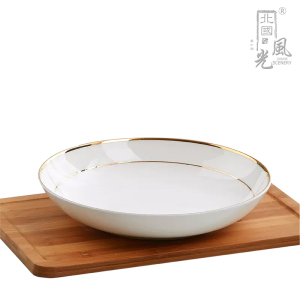 北国风光骨瓷盘碟镶金