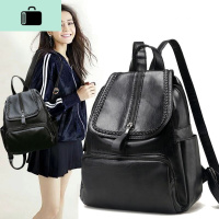 双肩包女2019新款时尚百搭休闲韩版旅行背包简约软皮质女士NEW LAKE