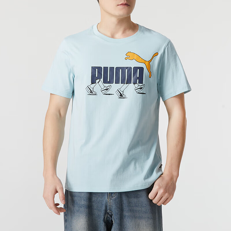 彪马(PUMA)男装新款春季运动服跑步健身训练柔软舒适透气休闲服短袖T恤682152-22 ZP