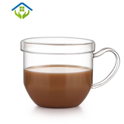 御蓝锦热牛奶杯可微波炉加热的杯子专用早餐杯家用大容量带盖水杯玻璃杯