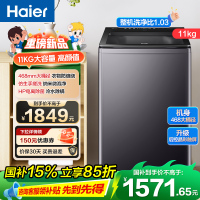海尔(Haier)11公斤 变频 全自动波轮洗衣机 手搓式 除菌螨 后置触控 语音播报 星蕴银 XQB110-BS57B