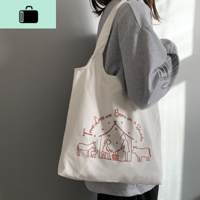 女儿国国王的店 帆布包女单肩日韩可爱少女百搭ulzzang布袋包女NEW LAKE女手包