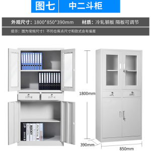 渭星钢制文件柜办公资料柜铁皮档案柜带锁储物柜财务凭证柜
