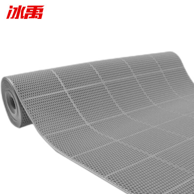 冰禹 BYlj-165 内六角镂空隔水垫 厕所卫生间游泳池防滑垫耐磨型PVC地垫地毯 灰色1.6m宽×15m(整卷)