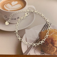 [5.30上新1件85折 3件8折]纯银镂空蝴蝶结手链手饰精致女款送女朋友老婆情人节七夕生日礼物