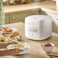 小熊bear 30L以上方形电饭煲象牙白瓷晶内胆按键定时一级能效5毫米厚粥汤大师