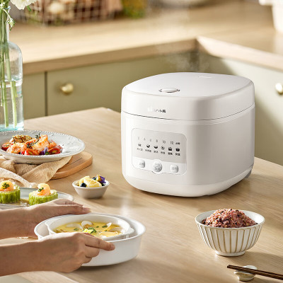 小熊bear 30L以上方形电饭煲象牙白瓷晶内胆按键定时一级能效5毫米厚粥汤大师