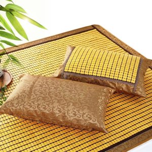 美帮汇夏天凉席枕头竹凉席枕套夏季单双人碳化麻将凉席枕头套