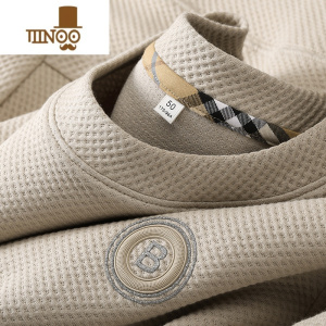 YANXU轻奢秋季菠萝格圆领卫衣男长袖修身时尚外穿凸胶字母t恤男士