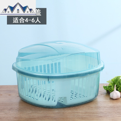厨房家用带盖碗盆碗碟置物架塑料碗柜装碗筷收纳盒放碗箱沥水碗架 三维工匠