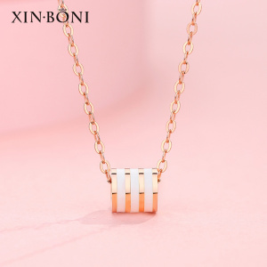鑫铂尼新品小蛮腰项链女s925银时尚锁骨链吊坠女圆轮项链女简约时尚饰品银饰网红女生520情人节生日礼物