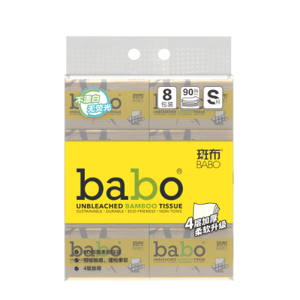 斑布(Babo)抽纸6D压花系列4层90抽*8包蓬松柔软 亲肤纸巾(BKTR90E8)