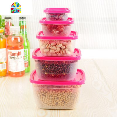 圆形密封盒件套塑料5家用泡面碗便当盒微波炉饭盒保鲜盒套装 FENGHOU