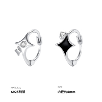 925纯银不对称四芒星耳扣女耳环耳饰小众设计网红耳钉学生送女朋友老婆情人节七夕生日礼物