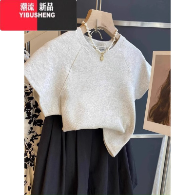 YIBUSHENG时尚气质正肩短袖t恤女款季2024新款修身显瘦体恤短款洋气上衣