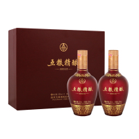 五粮液股份公司出品 五粮精酿 中国红 52度 500ml*2瓶 礼盒装 浓香型白酒[1469]