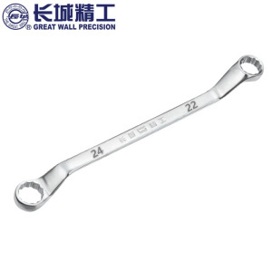 长城精工 公制平板镜抛双梅扳手 镜面抛光双头梅花扳手 22*24mm 311137 2把/件 1件