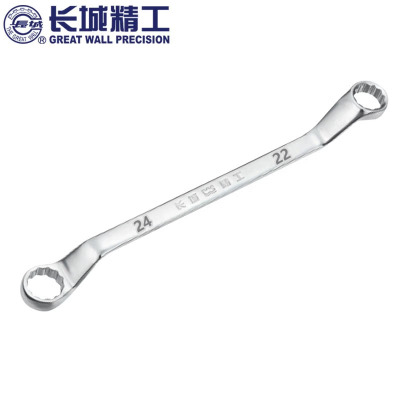 长城精工 公制平板镜抛双梅扳手 镜面抛光双头梅花扳手 22*24mm 311137 2把/件 1件