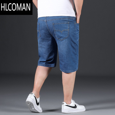 HLCOMAN夏季薄款牛仔短裤男宽松胖子加肥加大码肥佬裤半截中裤五分裤潮胖