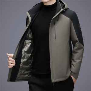 牛奶丝面料新国标90白鸭绒羽绒服冬季中年短款脱卸帽保暖轻羽绒服