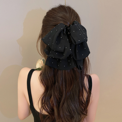 2023新款满天星雪纱小抓夹女垂感后脑勺盘发蝴蝶结发夹高级感头饰送女朋友老婆情人节七夕生日礼物
