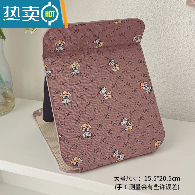 敬平大号复古化妆台式梳妆镜子公主镜折叠便携网红简约随身宿舍桌面女 卡其大号便携式用镜