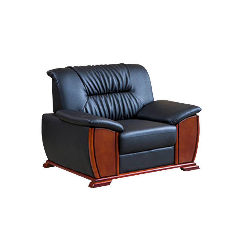 戴劲 办公沙发老板皮沙发商务会客接待会议沙发组合 头层黑牛皮单人位