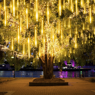 led流星雨彩灯闪灯串室外户外防水过年春节日装饰树上挂的带霓虹(q5z)