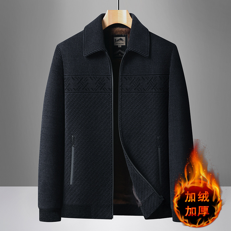 爸爸冬装外套装50岁中老年人70男爷爷加厚雪尼尔加绒外套呢子