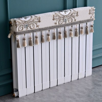 欧式暖气片罩装饰罩子布艺防尘套老式遮挡盖布遮挡帘保护套卫生 清歌米色 长度180cm*厚度10cm*高度(含穗)20cm