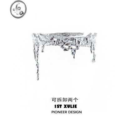 JiMi原创可拆卸臂环液态金属手镯小众设计高级感肌理甜酷Y2K链条手链