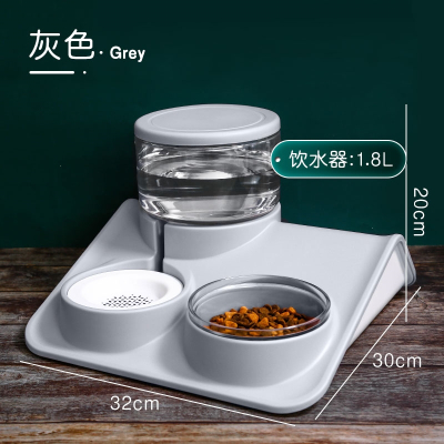 猫咪饮水机米妮流动狗水盆狗狗不湿嘴喂水宠物喝水用品自动喂食器喂食喂水双碗-灰