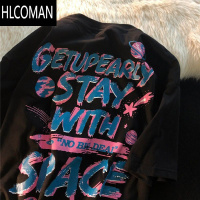 HLCOMAN美式复古短袖T恤男女同款夏季新款国潮宽松百搭情侣上衣ins潮