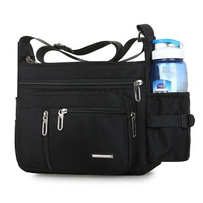 大容量多层男士单肩包斜挎收钱包休闲牛津布包多功能水杯包男小包