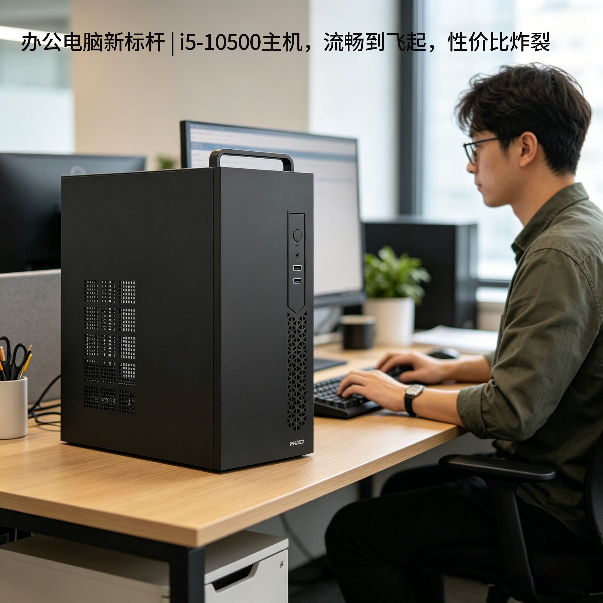 i5 10500/16G内存512G固态搭配24英寸显示器DIY主机台式组装电脑办公游戏电脑主机i510500主机
